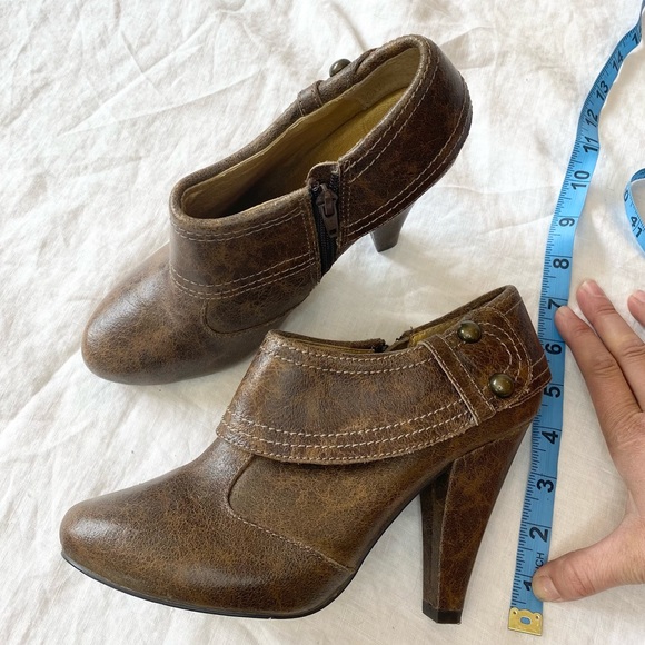 SEYCHELLES Brown Fiddle Cracked Leather Platform Boot Ankle Bootie - Picture 6 of 12